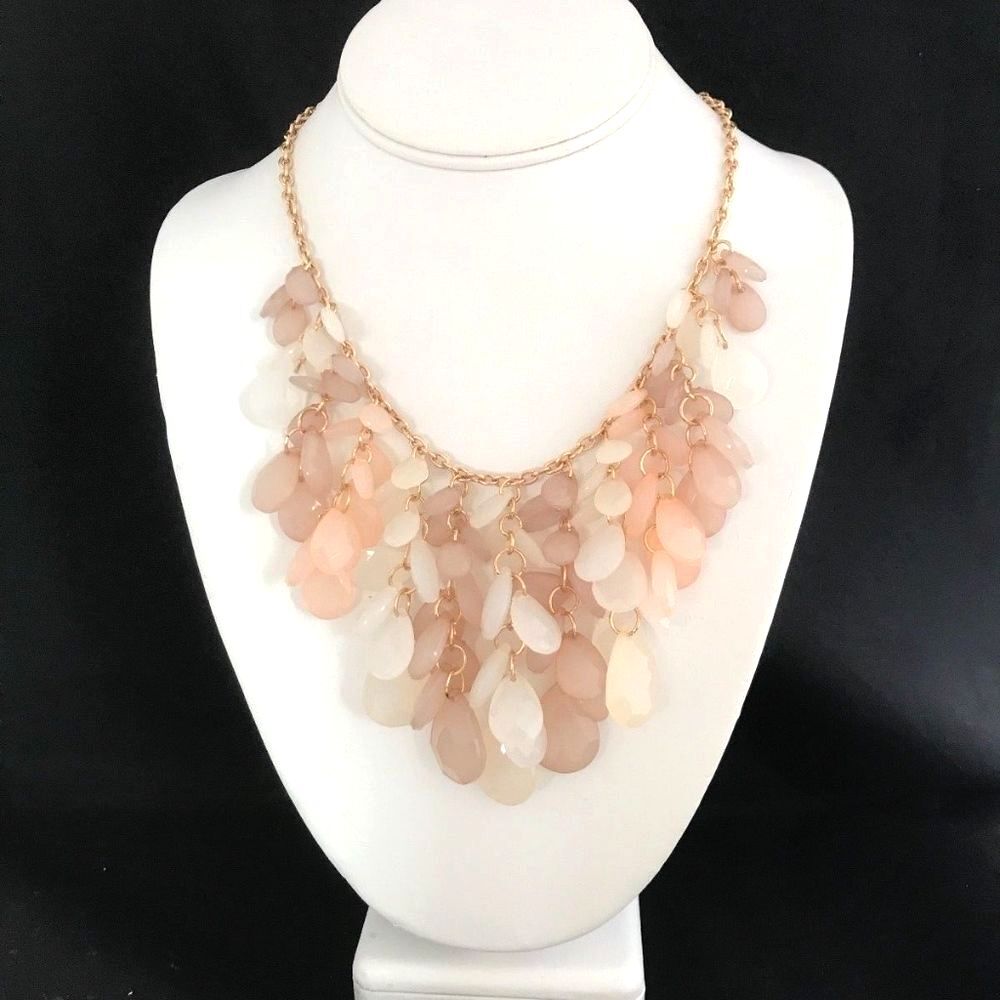 New Statement Necklace Neutral Tones Bib Style - 8X